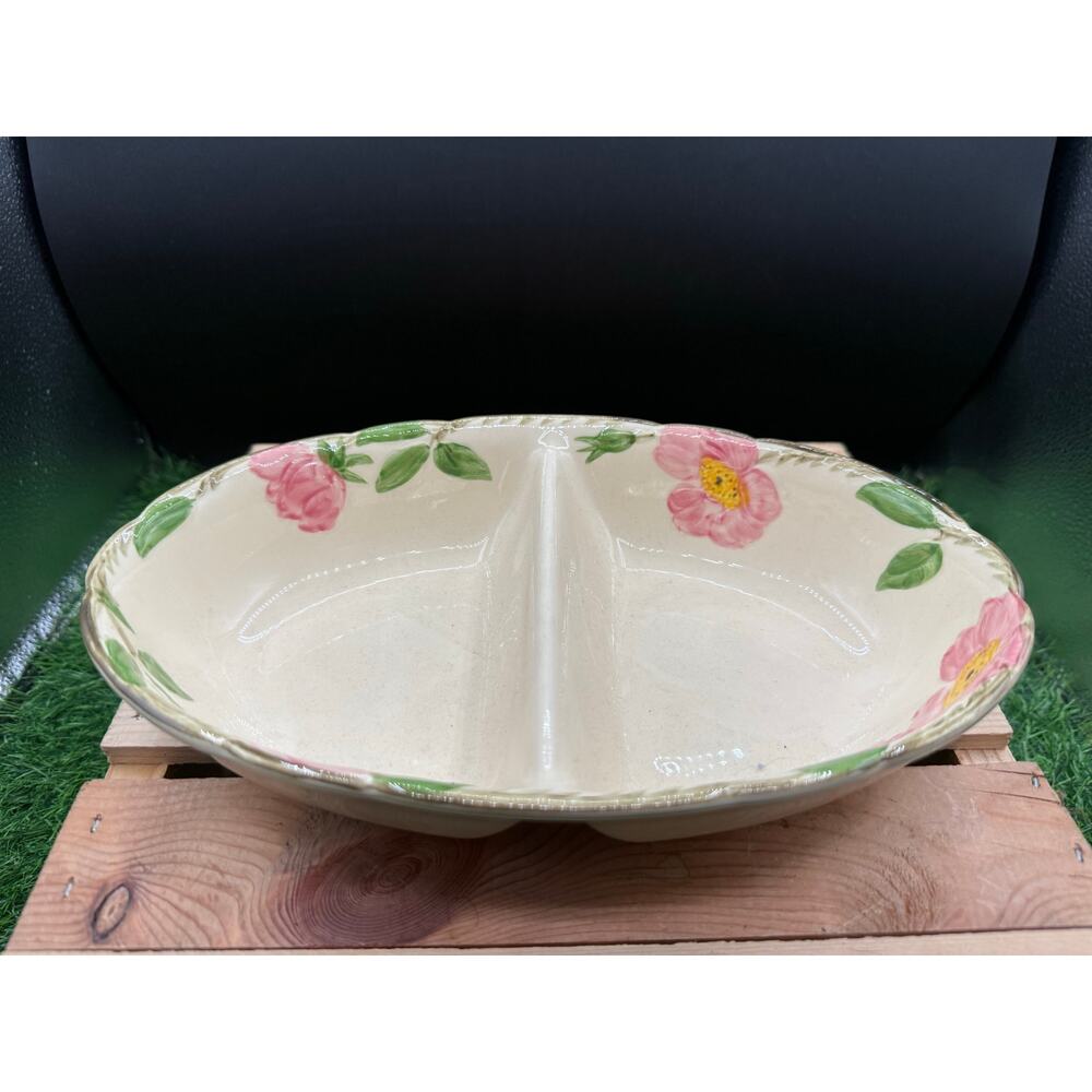 Vintage Franciscan Earthenware Desert Rose Divided VegetableDish10.75"